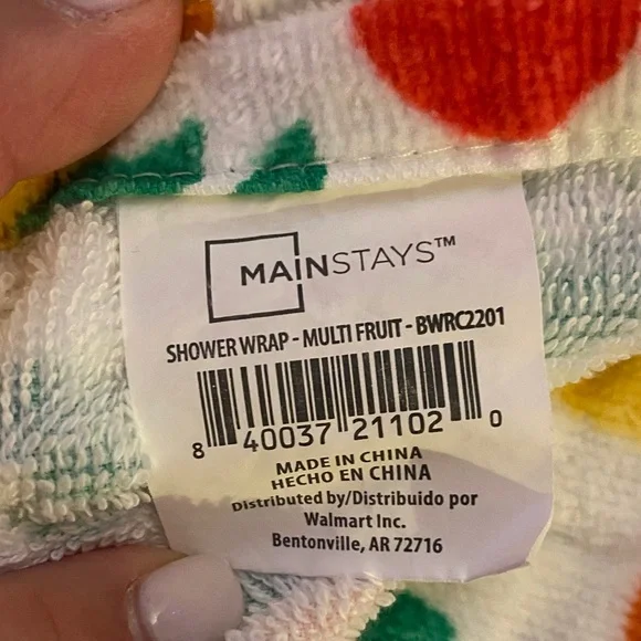Mainstays White Yellow, Orange & Green Fruit Print shower wrap - Picture 2 of 5